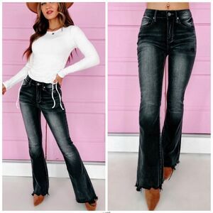 Revolve Special A Black Raw Edge Flare Jeans